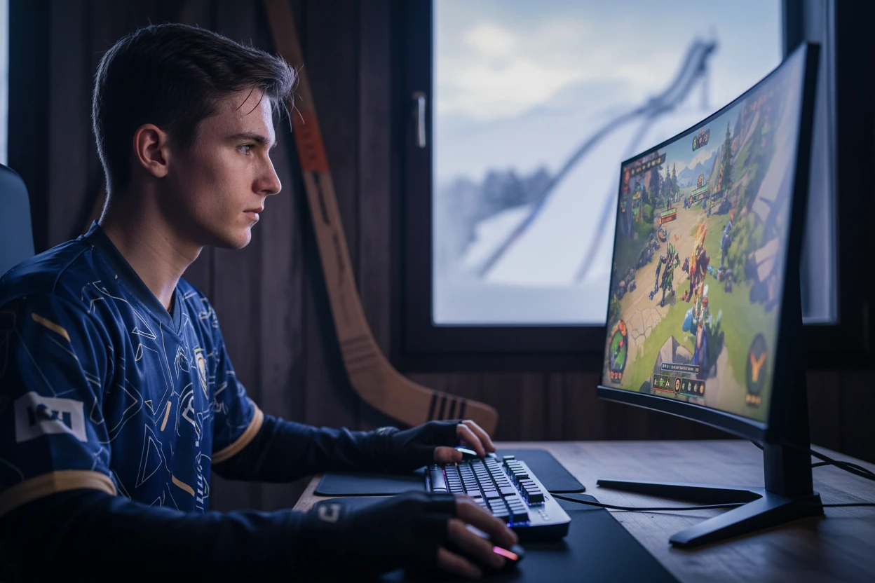 E-Sports Arena mit Monitoren und Beleuchtung